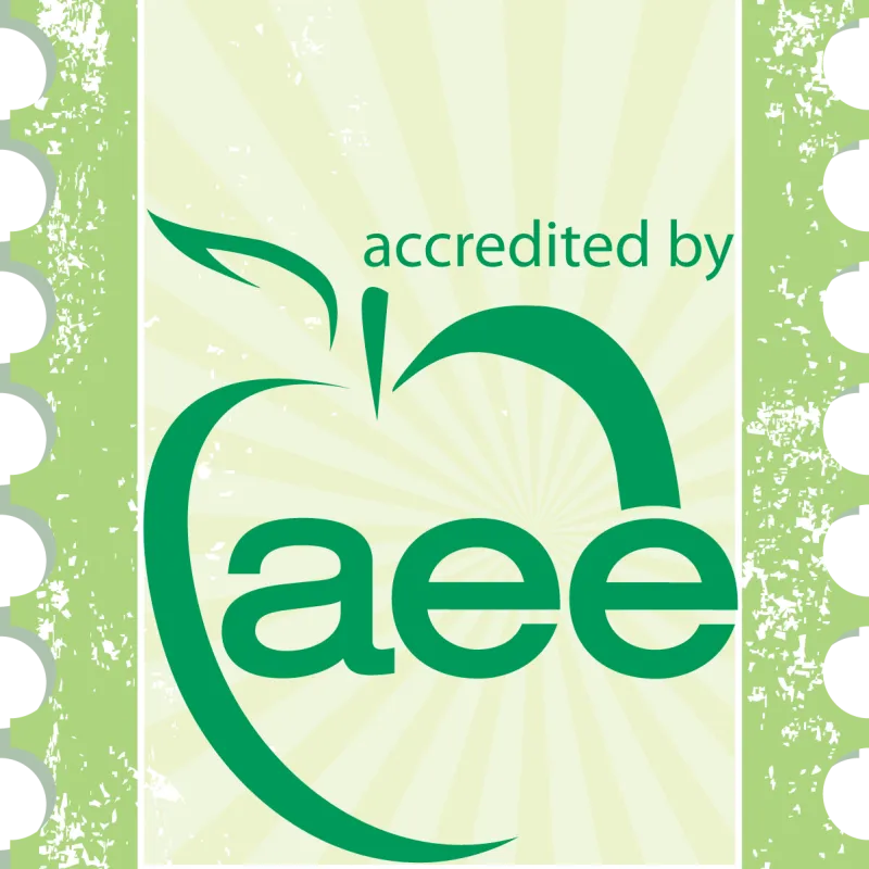 Green apple with AEE logo
